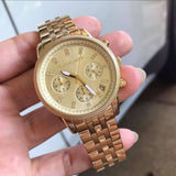 Michael Kors Ritz Chronograph Gold Dial Gold Steel Strap Watch for Women - MK5676