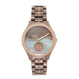 Michael Kors Lauryn Rose Gold Dial Brown Steel Strap Watch for Women - MK3757