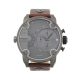 Diesel Little Daddy SBA Small Sized Grey Dial Brown Leather Strap Watch For Men - DZ7258