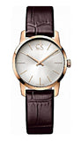 Calvin Klein City White Mother of Pearl Dial Brown Leather Strap Watch for Women - K2G23620