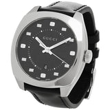 Gucci GG2570 Quartz Black Dial Black Leather Strap Watch For Men - YA142307