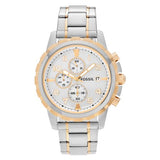 Fossil Dean Chronograph White Dial Silver Steel Strap Watch for Men - FS4795