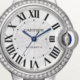 Cartier Ballon Bleu De Cartier Diamonds Silver Dial Silver Steel Strap Watch for Women - W4BB0023