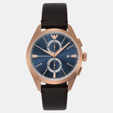 Emporio Armani Claudio Chronograph Blue Dial Brown Leather Strap Watch For Men - AR11554