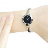 Movado Bela Black Dial Silver Steel Strap Watch For Women - 0606595