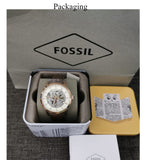 Fossil Townsman Automatic Skeleton White Dial Brown Leather Strap Watch for Men - ME3078