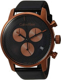 Calvin Klein City Chronograph Black Dial Black Leather Strap Watch for Men - K2G17TC1