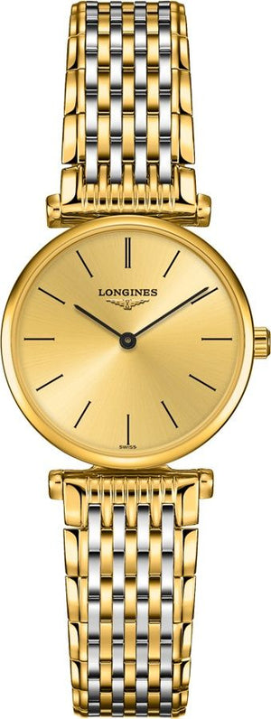 Longines La Grande Classique Quartz Gold Dial Two Tone Mesh Bracelet Watch for Women - L4.209.2.32.7