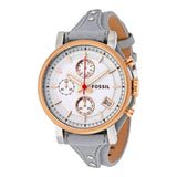 Fossil Original Boyfriend White Dial Light Blue Leather Strap Watch for Women - ES4045