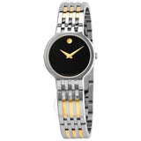 Movado Veturi Quartz Black Dial Two Tone Steel Strap Watch for Women - 0606933