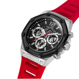 Guess Momentum Black Dial Red Rubber Strap Watch for Men - GW0263G3