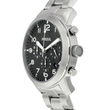 Fossil Pilot Chronograph Black Dial Silver Steel Strap Watch for Men - FS5141