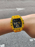 Guess Phoenix Multi Function Black Dial Yellow Rubber Strap Watch for Men - GW0203G6