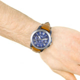 Fossil Grant Chronograph Blue Dial Brown Leather Strap Watch for Men - FS5151