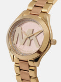 Michael Kors Mini Slim Runway Rose Gold Dial Two Tone Steel Strap Watch for Women - MK3650