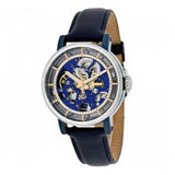 Fossil Boyfriend Skeleton Blue Dial Blue Leather Strap Watch for Women - ME3136