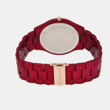 Michael Kors Slim Runway Red Dial Red Steel Strap Watch For Women - MK3895