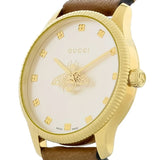 Gucci G Timeless Quartz Silver Dial Brown Leather Strap Watch For Women - YA1265022