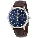 Movado Heritage Moonphase Blue Dial Brown Leather Strap Watch For Women - 3650009