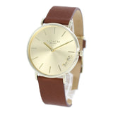 Coach Perry Analog Gold Dial Brown Leather Strap Watch for Women - 14503331-C