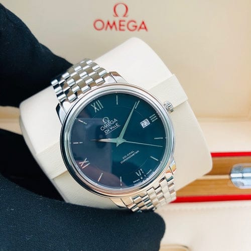 Omega De Ville Prestige Co-Axial Orbis Blue Dial Silver Steel Strap Watch for Men - 424.10.40.20.03.001