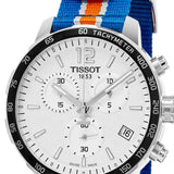 Tissot Quickster Chronograph NBA New York Kicks White Dial Multicolored Nato Strap Watch For Men - T095.417.17.037.06