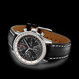 Breitling Navitimer 1 Chronograph 41mm Automatic Black Dial Black Leather Strap Mens Watch - A13324121B1P1