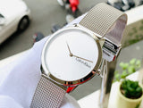 Calvin Klein Minimal Silver Dial Silver Mesh Bracelet Watch for Men - K3M211Y6