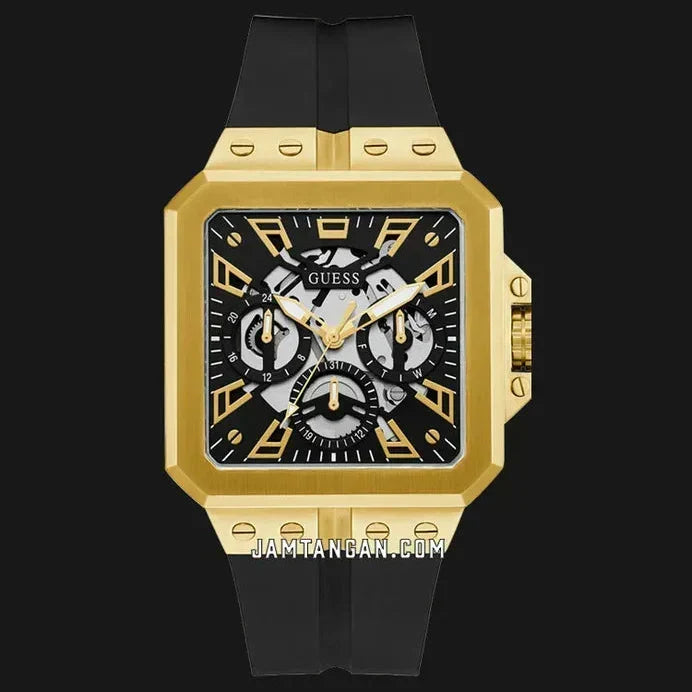 Guess Leo Multifunction Black Dial Black Silicone Strap Watch For Men - GW0637G2