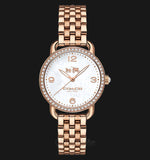 Coach Delancey Mother of Pearl White Dial Rose Gold Steel Strap Watch for Women - 14502479