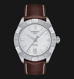 Tissot PR 100 Sport Silver Dial Brown Leather Strap Watch For Men - T101.610.16.031.00