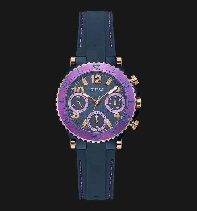 Guess Cosmic Multifunction Blue Dial Blue Silicone Strap Watch For Women - GW0466L2