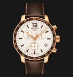 Tissot Quickster Chronograph White Dial Brown Leather Strap Watch For Men - T095.417.36.037.02