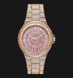 Michael Kors Lennox Three Hand Crystals Rose Gold Dial Rose Gold Steel Strap Watch For Women - MK6992