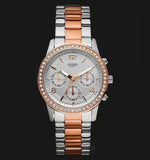 Guess Mini Spectrum Quartz Silver Dial Two Tone Steel Strap Watch For Women - W0122L1