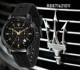 Maserati Successo Black Dial Black Rubber Strap Watch For Men - R8871621011