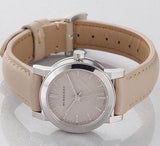 Burberry The City Beige Dial Beige Leather Strap Watch for Women - BU9207