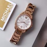 Michael Kors Whitney Quartz White Dial Rose Gold Steel Strap Watch For Women - MK6694