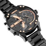 Diesel Big Daddy Black Dial Black Steel Strap Watch For Men - DZ7312