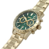 Hugo Boss Allure Chronograph Green Dial Gold Steel Strap Watch for Men - 1513923