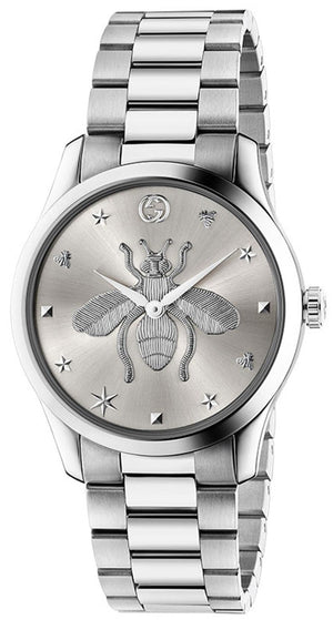 Gucci G Timeless Silver Dial Silver Steel Strap Watch For Women - YA1264126