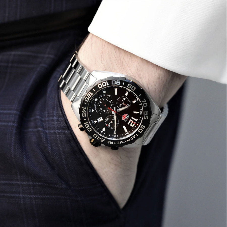 Tag Heuer Formula 1 Chronograph Black Dial Silver Steel Strap Watch for Men - CAZ1010.BA0842