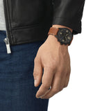 Tissot T Sport Chrono XL Black Dial Brown Leather Strap Watch For Men - T116.617.36.057.00