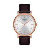 Tissot Everytime Gent Silver Dial Brown Leather Strap Watch for Men - T143.410.36.011.00