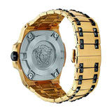 Versace Chain Reaction Quartz Black Dial Two Tone Steel Strap Watch for Men - VEDY00619