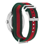 Gucci GG2570 Quartz Black Dial Green & Red Nylon Strap Watch For Men - YA142305