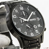 Hugo Boss Chronograph Black Dial Black Steel Strap Watch for Men - 1513180