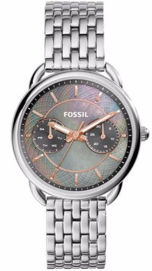 Fossil Tailor Mother of Pearl Black Dial Silver Steel Strap Watch for Women - ES3911