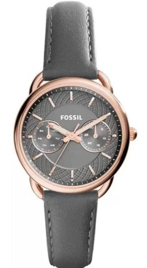 Fossil Tailor Grey Dial Grey Leather Strap Watch for Women - ES3913