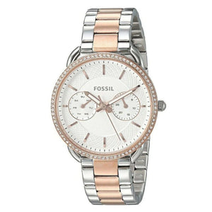 Fossil Tailor White Dial Two Tone Steel Strap Watch for Women - ES4396